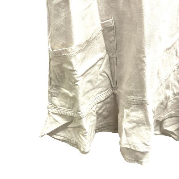 LOGO Lori Goldstein Women Top Cream Short Slv Knit Asymmetric Hem Flounce Large - Picture 6 of 8